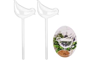 ART-STYLE 2pieces/set Automatic Plant Waterer , Hand Blown Clear Plant Self Watering Globes Aqua Bulbs Plant Watering Device Glass Self-Watering Stakes for Indoor Outdoor Plants Garden Patio Flower (Bird)