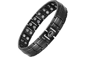 JEROOT Pulsera Magneticas de Titanio, Pulsera magnética para Hombres con 44 imanes Pulsera Ultrarresistente Brazaletes de Longitud Ajustable con herramienta de Medición para