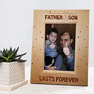 TIED RIBBONS Fathers Day Gift for Dad from Son and Daughter - Engraved Wooden Photo Frame for Birthday Anniversary (8.5 X 6.8 Inch)