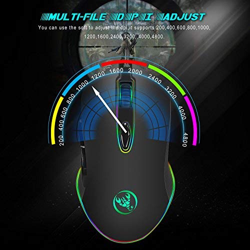 RGB Rat  n para Gamer  LED Retroiluminado USB Cable Trenzado  200 a 4800 dpi Ajustables 7 Botones Programables