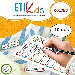 ETIKIDS 40 Etiquetas para ropa personalizables para la guardería y colegio. … (color)