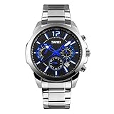 TONSHEN Herren Edelstahl Uhren 50M Wasserdicht Luxus Analog Doppel Zeit Datum Quarz Armbanduhr Casual Klassiker Business Herrenuhr