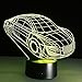 Produktbild 3D Optical Illusion LED Nachtlicht, Hi-azul 7-Farben ändern Touch Tisch Schreibtisch Lampe Deko Lampe mit Acryl Platte & ABS Base & USB Ladegerät für Geschenke (Auto)
