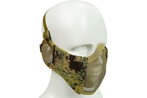 WARMHEARTTING Maschera per viso per softair, pieghevole, in mesh, con protezione per le orecchie