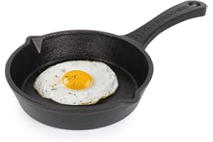The Indus Valley Cast Iron Mini Tadka Fry Pan 15.2cm (6 inch) | Pre-Seasoned Small Omelette Pan/Skillet | 0.42L, 1.1kg | Induction Friendly | 100% Pure Iron, No Chemical Coating
