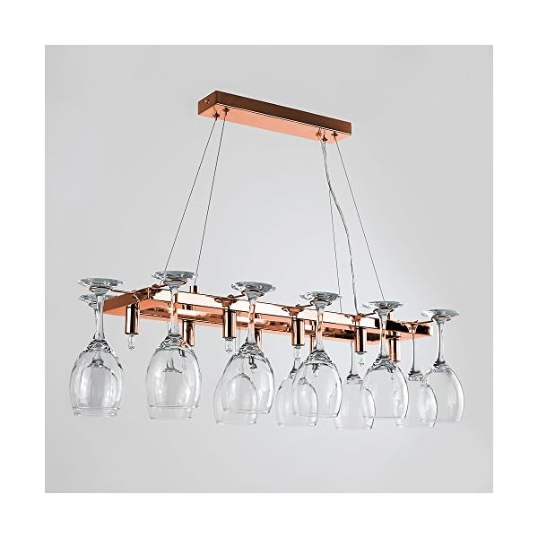 Designer 8 Way Polished Copper Adjustable Suspension Over Table Drop Down Ceiling Light with 12 Wine Glass Holders - Complete with MiniSun 3w LED G9 Bulbs [3000K Warm White] - Image 3