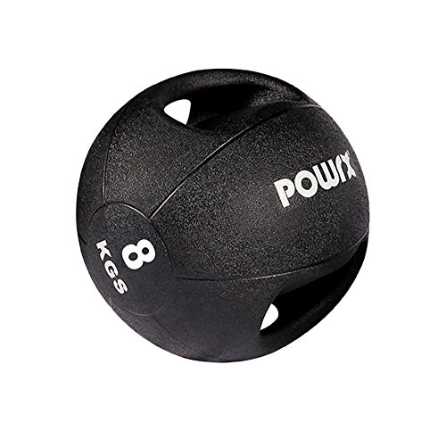 Medizinball mit Griffen Profi 3 – 10 kg von POWRX | schwarz Gewichtsball Studioqualität - 2