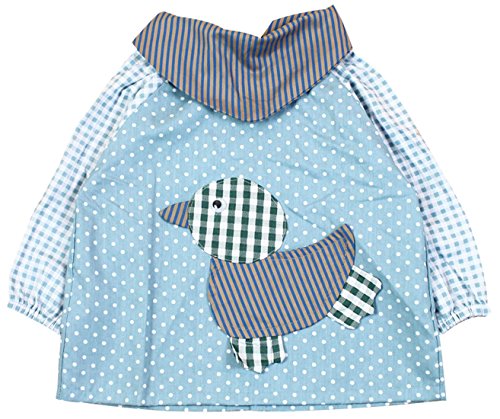 SUNNY JU - Babero Bebé Manga Larga Impermeable Infantil Delantal Algodón 6-12 Meses M - Azul