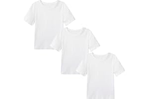 Smazero Kids Plain T-Shirt Cotton Crew Neck Girls Boys T Shirts Summer Short School PE Tee Tops for Children 5-13 Years 3 Packs