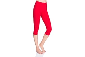 MITAAMI High Waisted 3/4 Lenght Cropped Cotton Pants - Non See Through Capri Leggings Tummy Control Panel Active Pants - Casual Stretchy Sport Gym Yoga Leggings