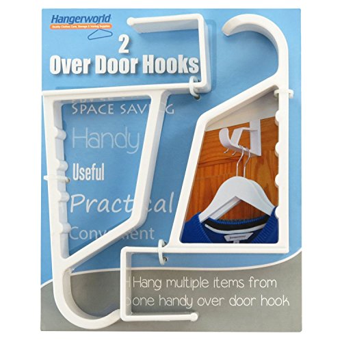 Hangerworld 2 extra starke weiße Türhaken für eine Türdicke von 3,5cm - 2