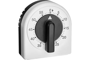 TFA Dostmann Analog köksklocka, 38.1041, äggklocka, justerbar upp till 60 min, mekanisk, utan batterier, svart