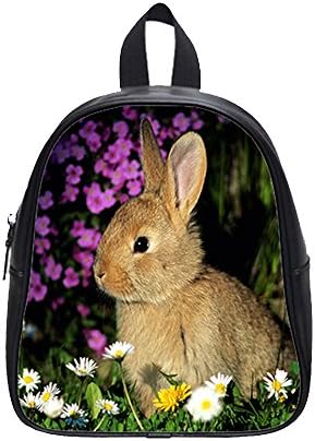 Custom Rabbit School Bag &amp; Backpck(Medium) High-grade PU Leather,9.75 x 4.5 x 12.5 Inches for Boys and Girls