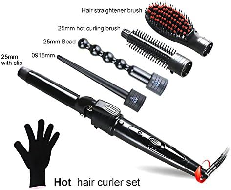 5 in 1 Changeable Curling Tongs Hair Curlers Wands Multi-function curlers Straight hair comb With safety helmet