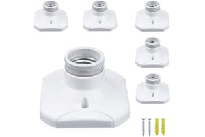 Klarlight 6 Piezas Portalámparas Techo E27 Portalamparas Cuadrado Tornillo de Edison ES Base De La Bombilla Portalámparas de Plástico con Casquillo de Cerámica 220V 10A (Blanco)