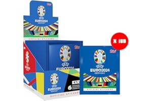 ‎TOPPS Topps Offizielle EURO 2024 Sticker Collection - Full Box (100 Pakete) 6 Aufkleber pro Packung (600 Aufkleber)