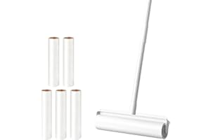 KATLKIU Fusselroller für Haustierhaar Lint Roller, einziehbarem Griff und 5 klebrigen Rollen, Extra klebrige Flusenrolle für Hunde, Entfernt Haare von Boden, Kleidung, Teppichen, 124 * 24cm, weiß