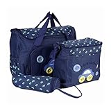 FakeFace Oxford Gewebe Cartoon 4er-Set Babytasche Wickeltasche Mutter Windeltasche Handtasche Schultertasche Flaschenhalter (Dunkelblau Wagen) - 2