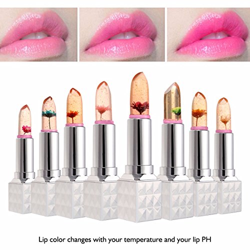 Jelly Lippenstift, LuckyFine Blume Jelly Farbwechsel Lippenstift Farbe Wechselnden Lippenstift Wasserdicht Temperaturwechsel Farbwechsel 8 Farben #03