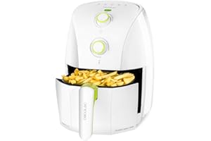 Cecotec Friggitrice ad Aria da 1,5 Litri Cecofry Compact Rapid White. 900 W, senza Olio, Capacità per 400gr di Patate, Temperatura 200ºC, Tempo Aggiustabile fino 30 min, Bianca