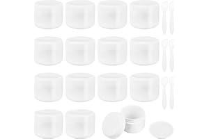 BENECREAT 16 Pack 50ml Tarro de Crema Facial con Forro a Prueba de Fugas con Cuchara de Mezcla y Hoja de Etiqueta Negra Tamaño Portátil Ideal para Llevar y Viajar