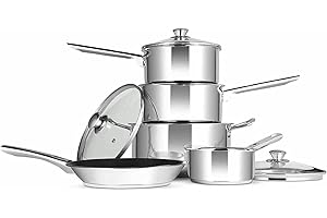 Penguin Home - Batterie De Cuisine Professionnelle En Acier Inoxydable Poli, Compatible Avec L'Induction - Lot de 5