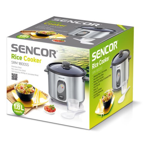 Sencor SRM 1800SS Reiskocher (Volumen 1,8 l (zum Kochen von 1500 g Reis) / Aufnahmeleistung 700 W / Kontrollleuchte zum Kochen und für die Warmhaltefunktion / Silber) - 2