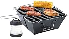 PEARL Faltgrill: Camping-Grillset: Faltbarer Klappgrill und Mini-Campingleuchte (Zusammenklappbarer Grill) – Bild 1