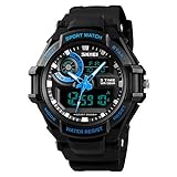 WATCH GYQ@ Dreifache Dual-Display-Uhr elektronischer Uhr für den Außenbereich,Blue