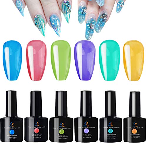 FIGHTART gel gelatina Smalto per unghie cristallo arcobaleno 6 bottiglie ogni 10 ml Soak Off LED UV