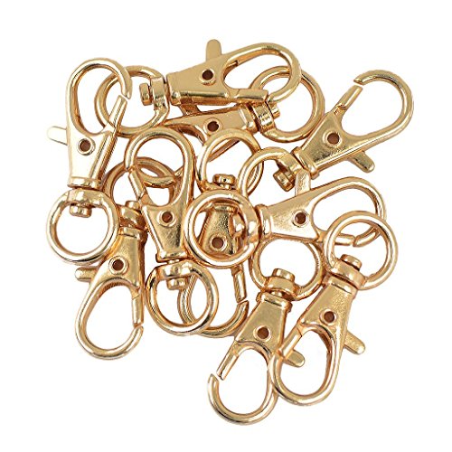 Preisvergleich Produktbild 20 Stück Golden Abnehmbare Karabinerhaken Schlüsselanhänger 360° Drehbar