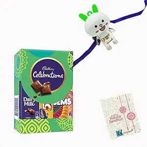 Ascension Assorted Colour Kids Rakhi Soft Plastic Cartoon Led Toy Rakhi Soft Designer Rakhi Raksha Bandhan Gift Bracelet rakhi children kids & Cadbury Celebration Chocolate with roli tilak pack