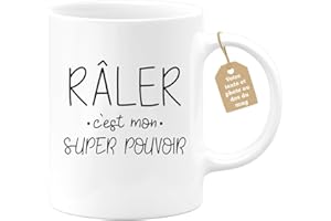 quotedazur Café-Croissant - Mug Personnalisable Texte Photo Humour Râler C'Est Mon Super Pouvoir - Cadeau Noël Original Drôle Tasse Femme Râleuse - Blanc/Céramique