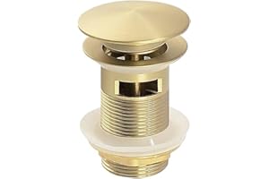 HWJFDC Bonde de Lavabo Bouchon de vidange Pop-Up for lavabo de Salle de Bains, en Or brossé, Noir Mat, Blanc, Or Rose, Or, Chrome, Accessoires de lavabo (Color : Brushed g with Hole)