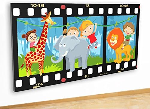 tekkdesigns M505 Animals Jungle Vine Kids Cool Canvas Picture Poster Wall Art Stickers Room (Large (90x40cm))