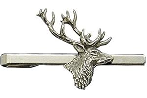 WILLIAM STURT FINE PEWTER Stag's Head Pewter Tie Clip or Slide, Handcast in England