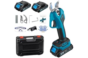 LIEBERWELL Electric Secateurs for Makita 18 V Battery, Battery Pruning Shears 600 W Professional with 2 Batteries 2000 mAh, Handheld Brushless Secateurs with 20-35 mm Cutting Diameter and LED Cutting Meter (Blue