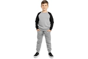 CASUALKING Kids Boys Plain Pullover Fleece Tracksuit Set Top Bottom Back to School Jogging Suit Age 7 8 9 10 11 12 13 Years