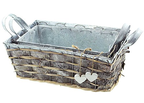 SIDCO ® 2er Zinkpflanzer Weißes Herz Pflanzkasten Pflanzentopf Blumenkasten Pflanztrog - 3