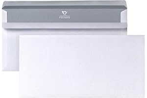 ‎BONG POSTHORN Briefumschläge Din lang (1000 Stück) | Briefumschlag ohne Fenster selbstklebend | Din lang Umschläge ohne Fenster mit 75g/m² Grammatur | Grauer Innendruck | 110x220mm | Weiß