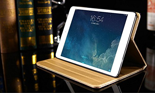 fenrad Luxus PU Leder Smart Case Cover Schutzhülle Schutz Tasche Hülle Etui Hüllen für Apple ipad 6 / ipad air 2 mit Ständer und Auto Sleep & Wake up Funktion + Displayschutzfolie und Eingabestift (Stylus Pen) – Gold - 7