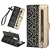 Produktbild Vogu'SaNa Kompatible für Handyhülle Xiaomi Mi 9T/9T Pro Hülle Glitzer Wallet Case Flip Cover PU Leder Tasche Blume Muster Schutzhülle Handytasche Skin Ständer Klapphülle Schale Bumper Etui-Schwarz