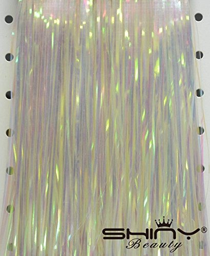 shinybeauty Lametta Folie fringe-backdrop-9ftx8ft-transparent weiß metallic Folie Fransen Vorhang/Foto Hintergrund/Aufhängen Lametta für Gardinen (Pack von 3) - 3