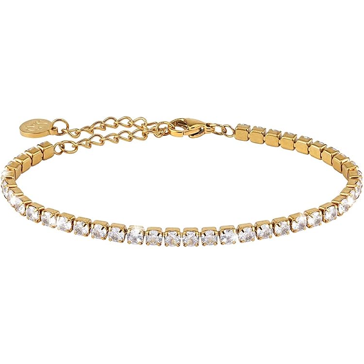 Kim Johanson Ava Women's Tennis Bracelet in Rose Gold with White Crystals Rhodium-Plated with Jewellery Bag