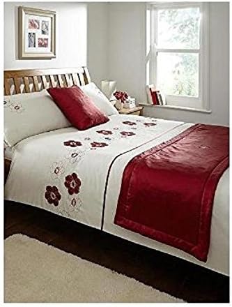 Red and cream floral bedset double size