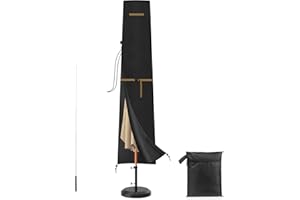 VANSHEIM Pokrowce na parasole ogrodowe, wodoodporne, z zamkiem błyskawicznym i drążkiem teleskopowym, wytrzymała tkanina Oxford, duże pokrowce na parasole ogrodowe o średnicy od 2 do 4 m, 275 x 45