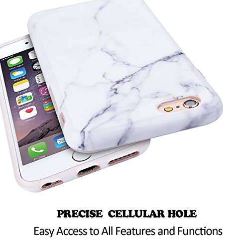 Funda iPhone 6 6s  E-Lush M  rmol Suave Silicona TPU Carcasa Ultra Delgado Flexible Gel Parachoques Goma Mate Opaco Case Cover iPhone 6 Bumper iPhone 6s Caja Amortigua Golpes Protectiva Caso para iPhone 6 6s  4 7 Pulgadas  Smartphone Anti-Rasgu  o y Resistente Tapa - Gris con Blanco