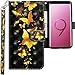 Produktbild CLM-Tech kompatibel mit Samsung Galaxy S9 Plus Hülle, Tasche aus Kunstleder, Schmetterlinge Gold schwarz, PU Leder-Tasche für Galaxy S9 Plus Lederhülle