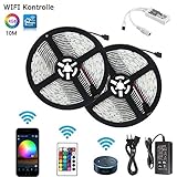 【Inhalt】2 x 5M IP65 300LEDs wasserdichtes LED Lichterschlauch,1 x 12V 2A EU Netzteil (UL Zertifiziert),1 x WiFi Signal Empfänger (4-pin) ,1 x 24 Tasten Fernbedienung (Batteriebetrieben).