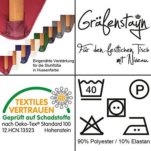 Gräfenstayn Universal-Stuhlhusse Henry in verschiedenen Farben für runde und eckige Stuhllehnen (Weiß) - 6